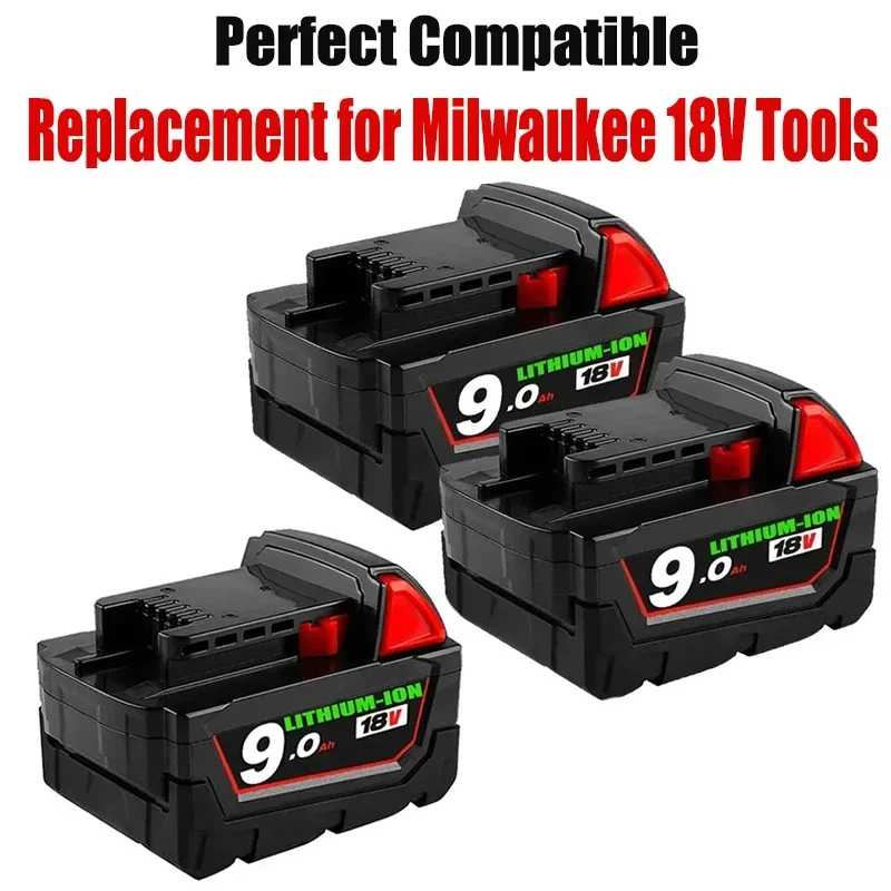 Batería de iones de litio de repuesto para Milwaukee M18, Original, 18V, 9,0 Ah, 48-11-1815, 48-11-1850, 48-11-1860, Z50