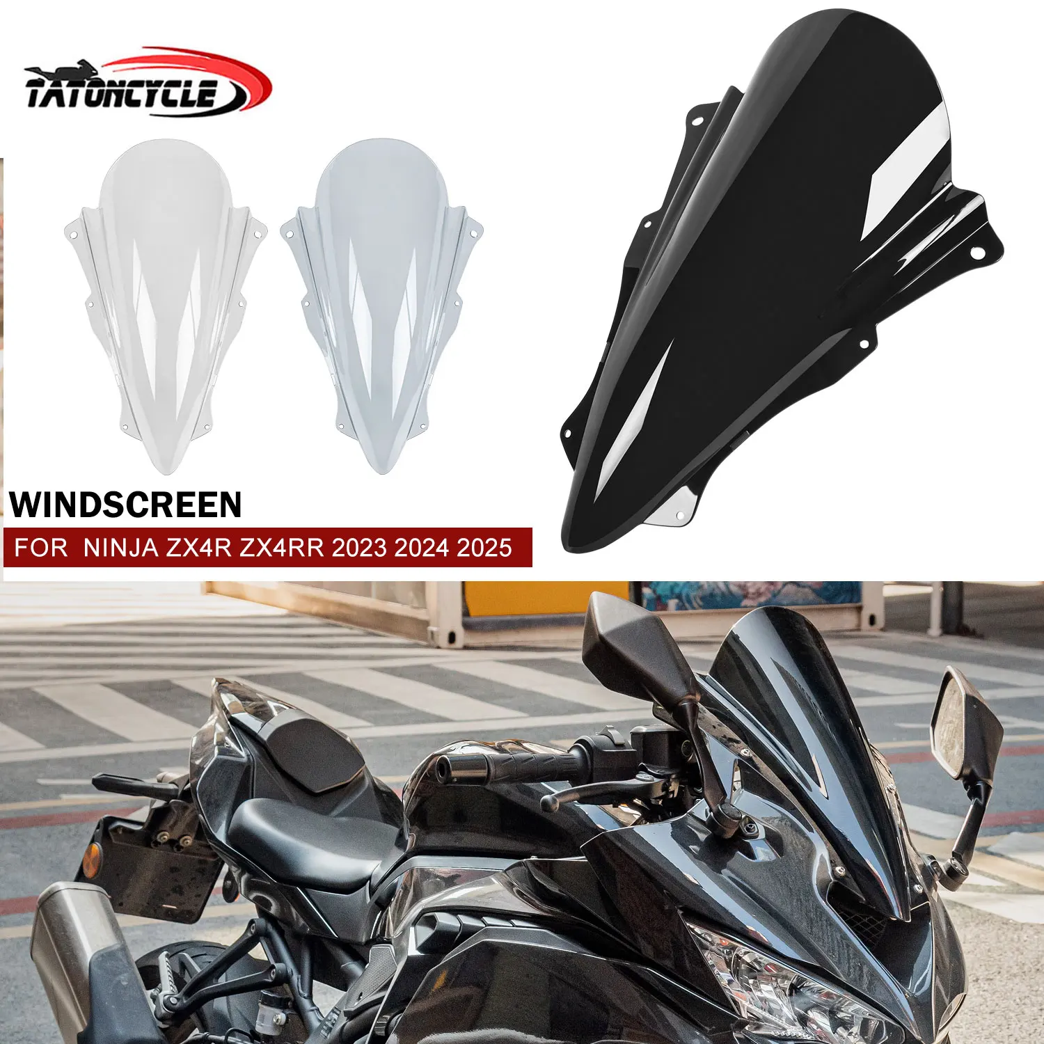 

Motorcycle Windscreen for Ninja ZX4R ZX4RR 2023 2024 2025 Windshield for Kawasaki ZX 4R 4RR ZX-4RR ZX-4R Wind Deflector ABS