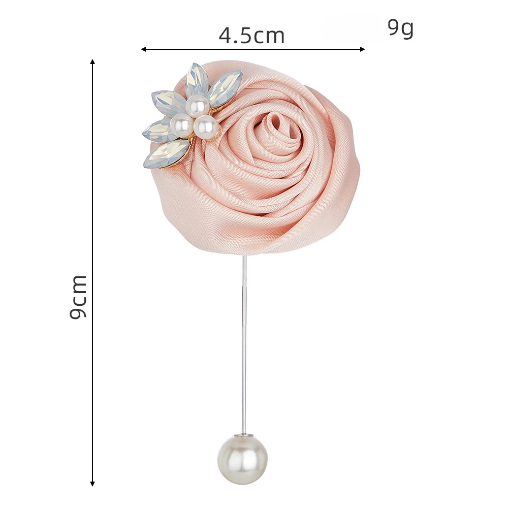 高級男性新郎ブートニアパールクリスタルシルクローズ花ブートニアボタンホール結婚式の花結婚アクセサリー