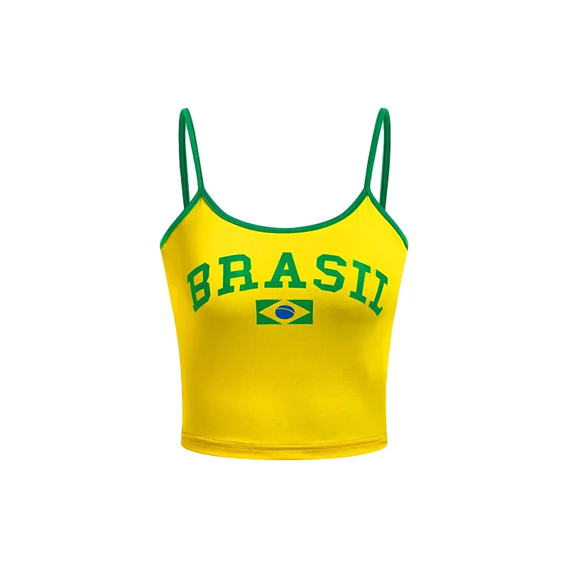 Y2K Clothes Women's Top Fashion High Street Tank Top Sexy Brazilian Letter Printing Slim Fit American Retro Personality  T-Shirt