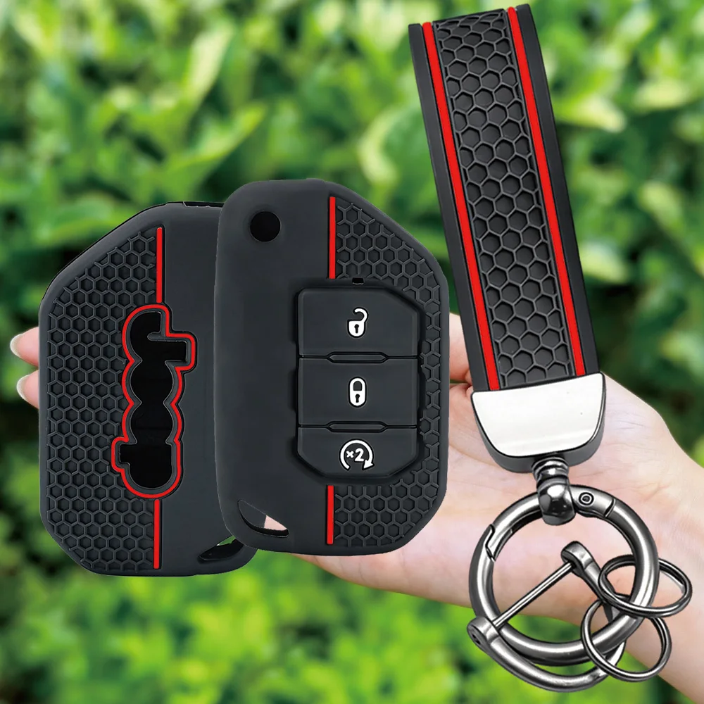 

Чехол-накладка из силикона для ключа-брелока Jeep Wrangler Gladiator JT JLU, складной, с откидным механизмом, аксессуар для автомобильного ключа, держатель для брелока