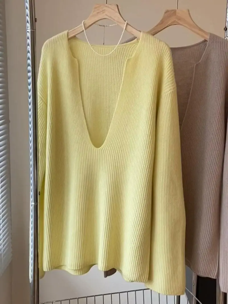 

Ele, трикотаж больших размеров, V-Ne, женский, осенне-зимний, очень большой размер, однотонный, мягкий, модный, корейская версия