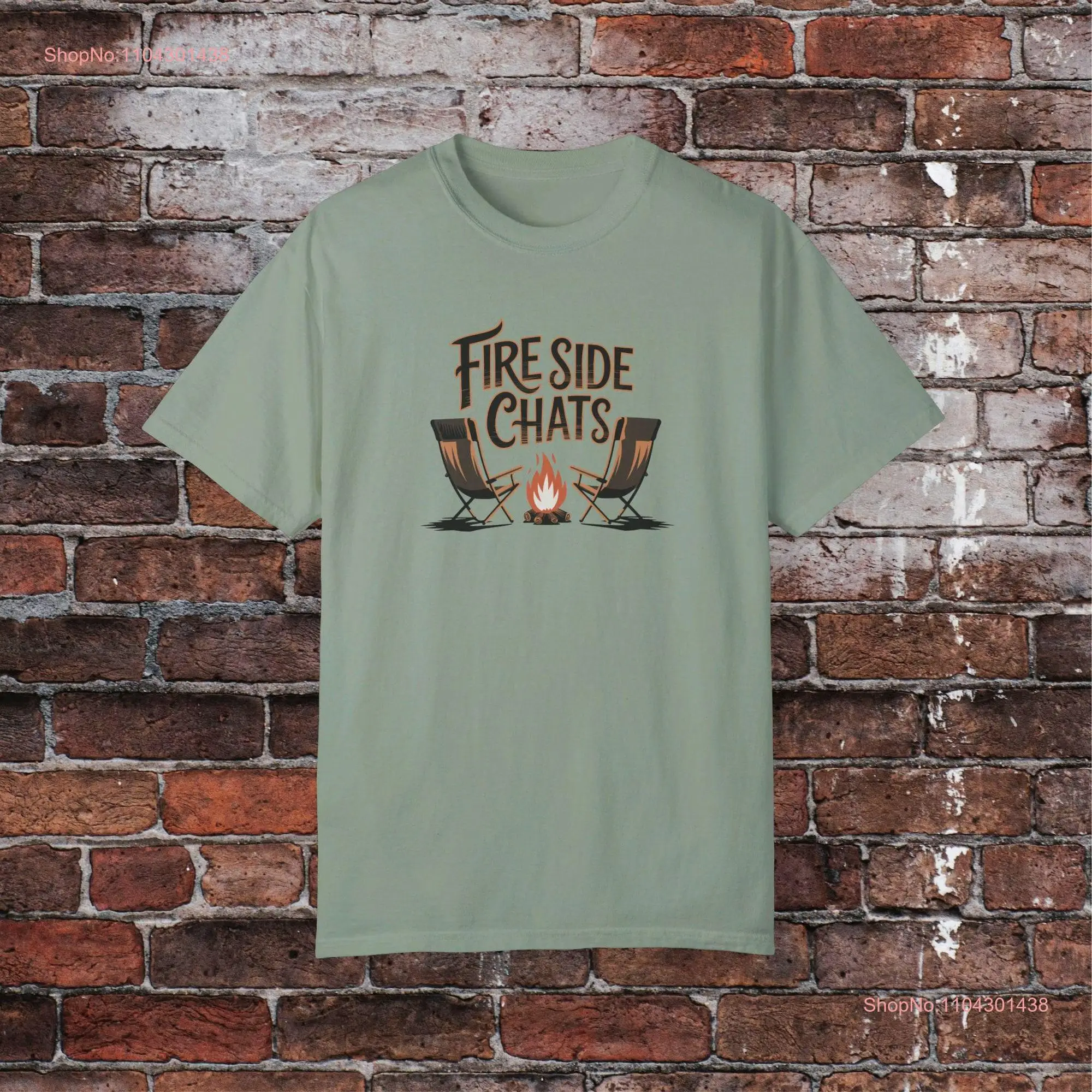 Fire Side Chats T Shirt Cozy Campfire Design Outdoor Adventure Camping Lovers Rustic Camp Chair Art long or short sleeves