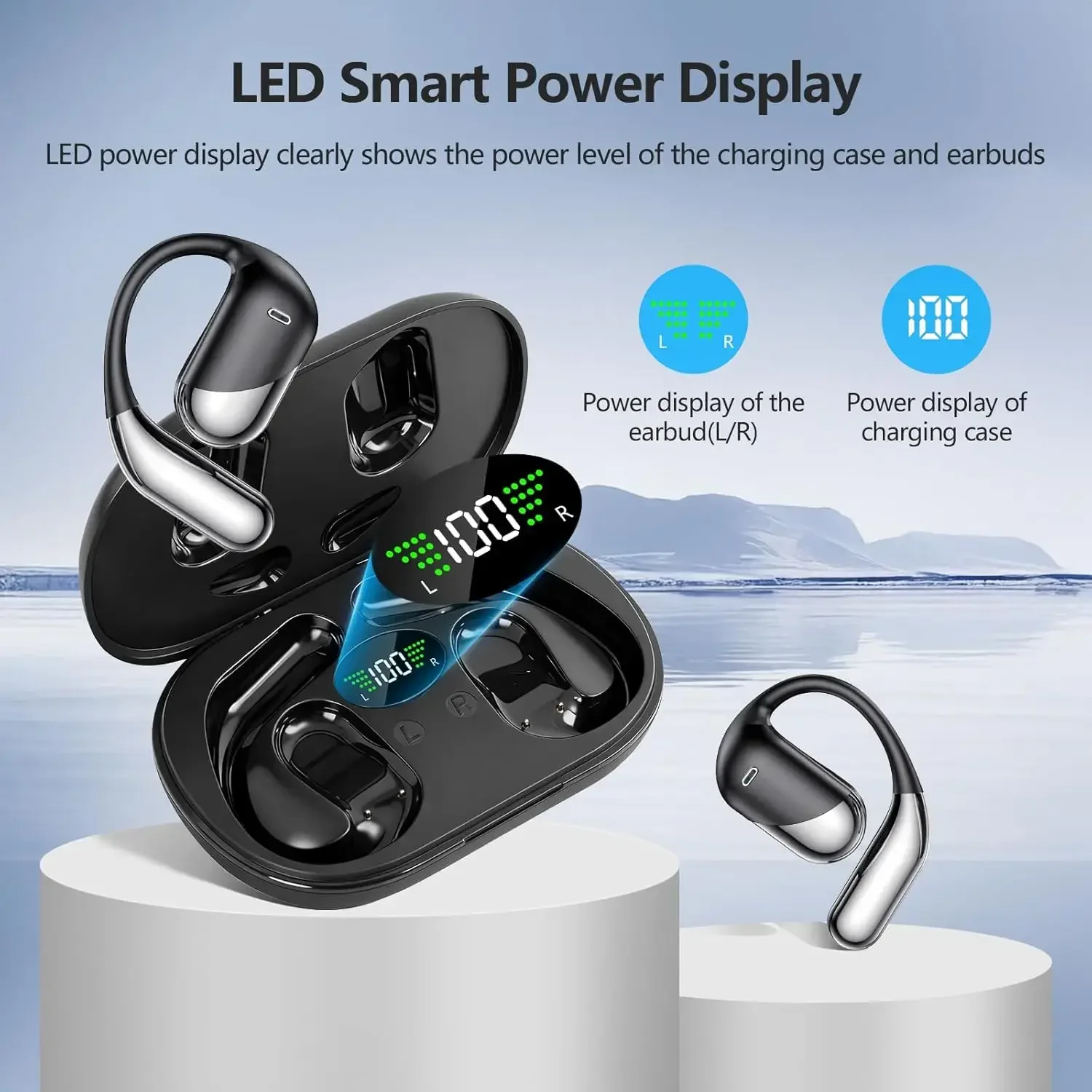 

Q16H3 Bluetooth V6.1 AI Translation Earphones OWS Sport Headphone Comfortable Ultra-light Earhook Wireless Headphone with Mic