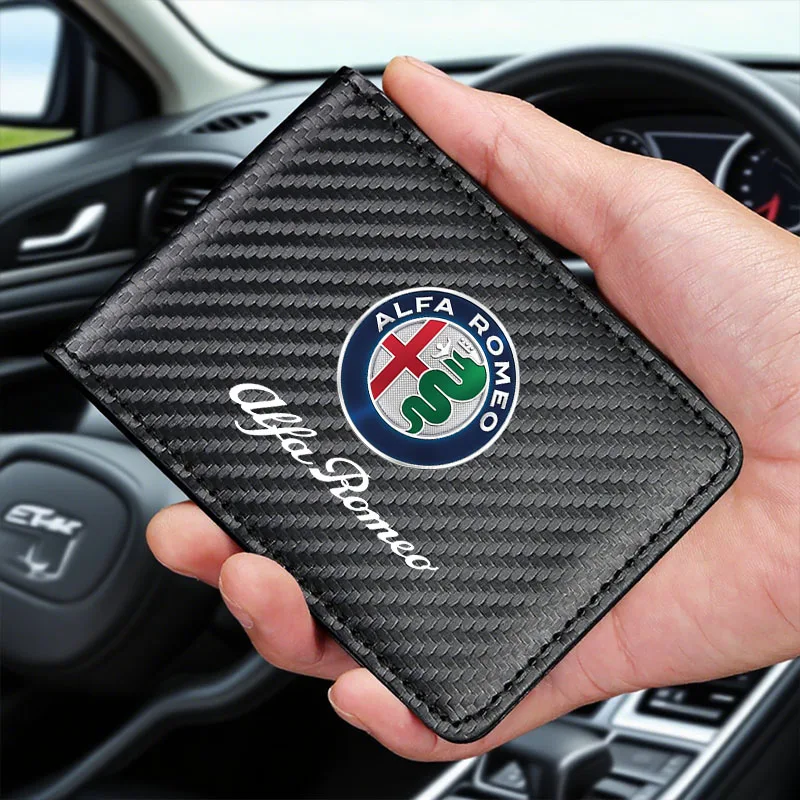 Carbon Fiber Car Driver License Bag ID Card Holder Wallet For Alfa Romeo STELVIO Giulia 159 Giulietta 147 Mito 156 Accessories