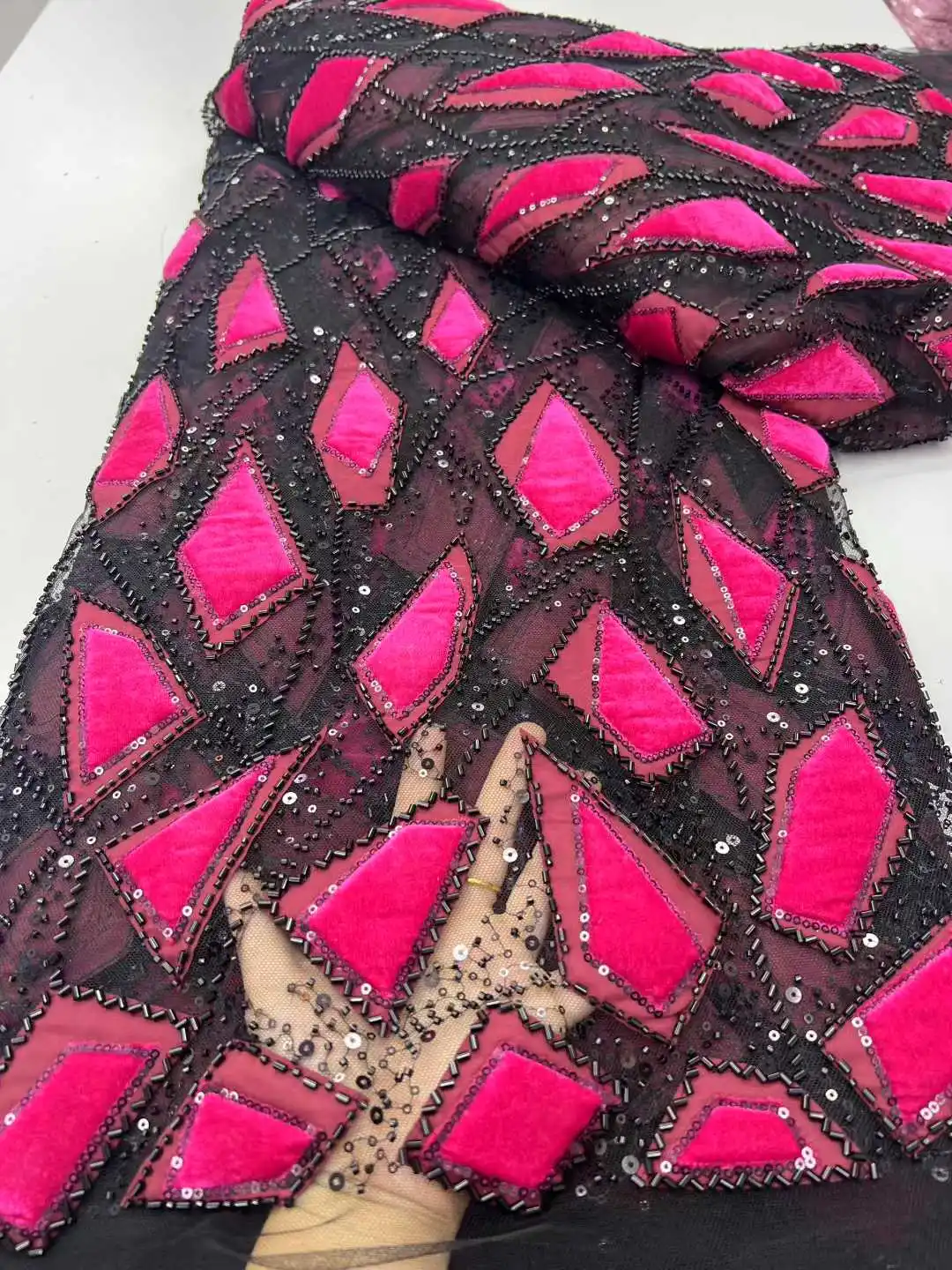 أحدث فاخر ثلاثية الأبعاد مطرز الدانتيل شبكة عالية الجودة الترتر الأفريقي أقمشة الدانتيل التطريز 2025 فساتين لفساتين الزفاف