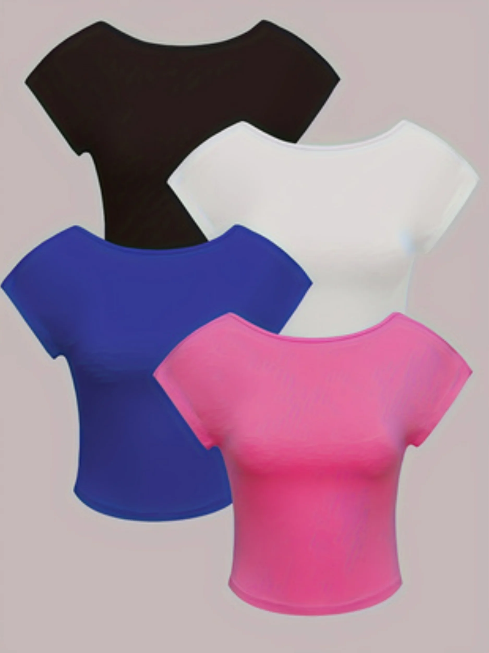 

Новый стиль, женская мода, модная универсальная обтягивающая фигуру женская футболка с открытой спиной и короткими рукавами, комплект из четырех предметов