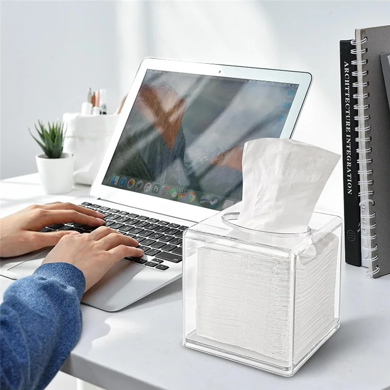 

J1UL1N Tissue Box Cover Square, Clear Facial Acrylic Tissue Box Holder, Cover Napkin Organizer For Dryer Sheets, Bathroom