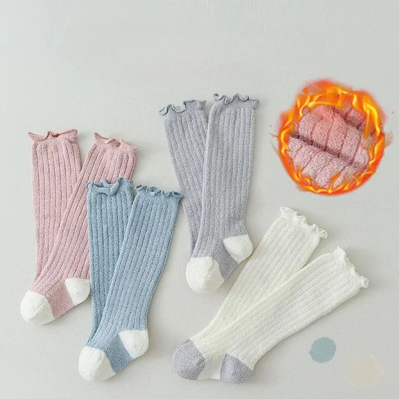 0-3 Years Old New Autumn and Winter Cashmere Warm Thick Baby Stockings Korean Version Simple Children\'s Over The Knee Socks