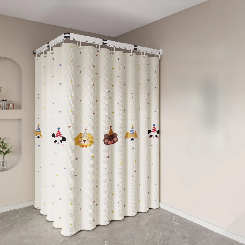 Waterproof Z-shape Folding Invisible Bathroom No Punching Toilet Bathing Partition Dry and Wet Separation Shower Curtain