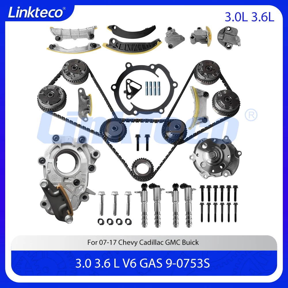 

Цепь ГРМ двигателя VVT, звездочка, комплект водяного масляного насоса, подходит для GM Chevy Cadillac GMC Buick Equinox SRX 3.0L 3.6L