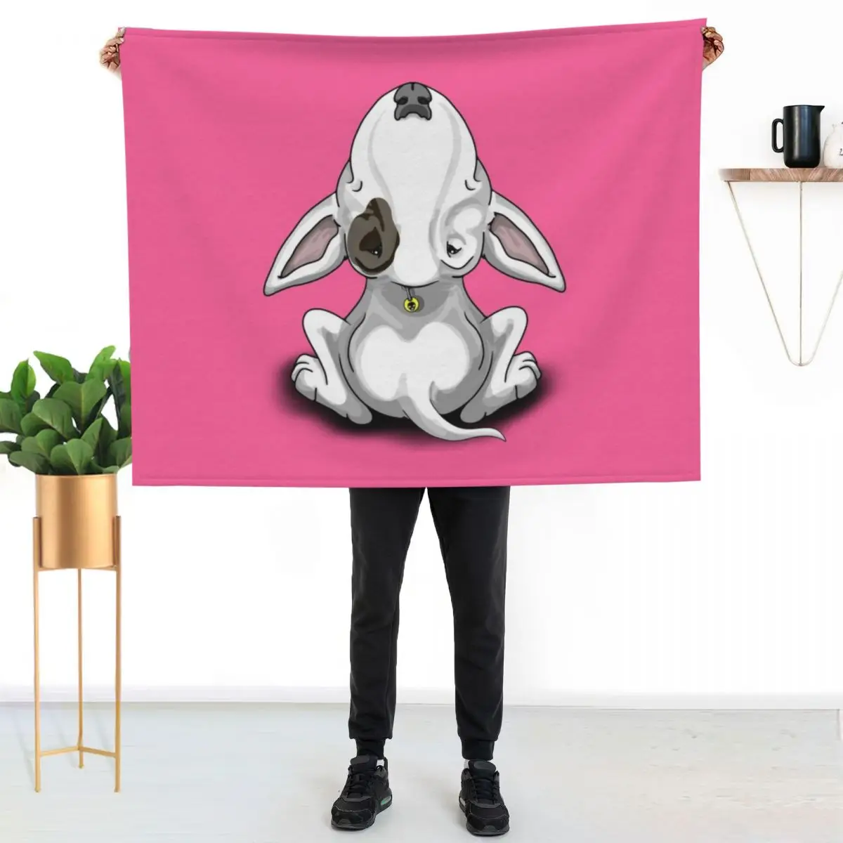 Bullterrier Black Eye Patch Throw Blanket Polar Retros Soft Beds Camping Vintage Decorative Sofas Blankets