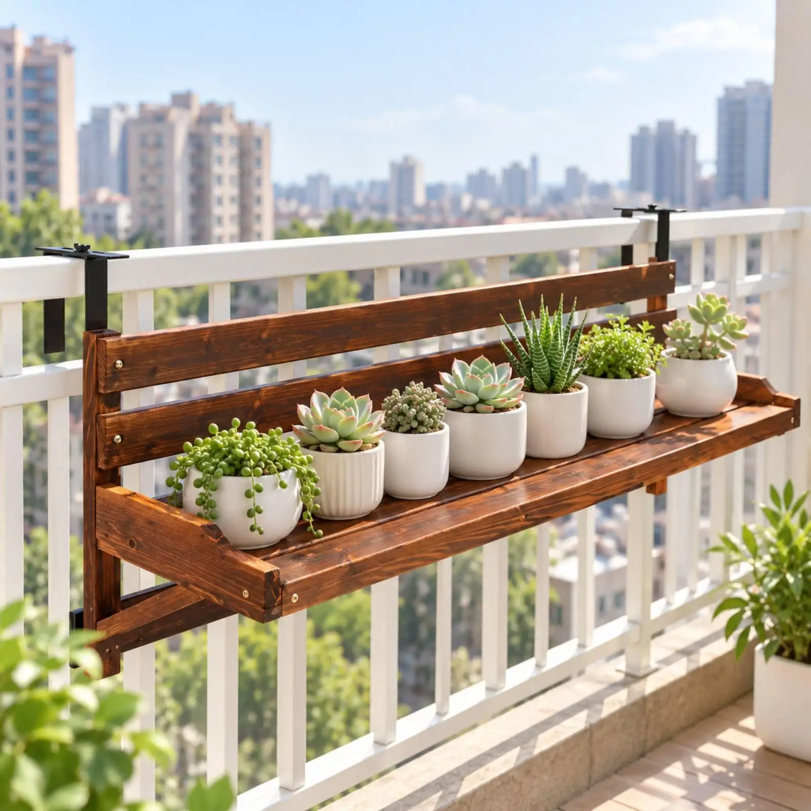 Outdoor Folding Wall Table Portable Foldable Desk Adjustable Hanging Wooden Table for Balcony Entertaining