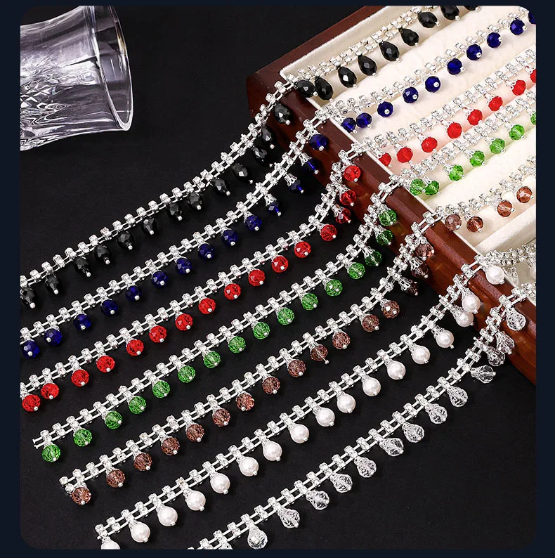 10 Meter Strass-Glitzerkette mit Kristalldiamanten für Taschen, Hüte, DIY-Kunsthandwerk, Geschenkdekoration, Kleidungszubehör – Detail 1