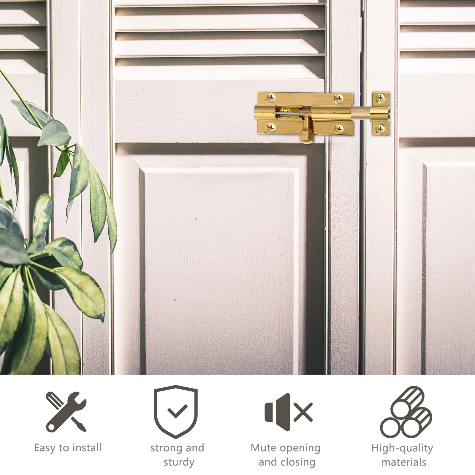 

2Pcs Copper Door Bolts Sturdy Security Window Latch Lock Practical Brass Bolt for Wood Furniture 2 Inches 23 Wide