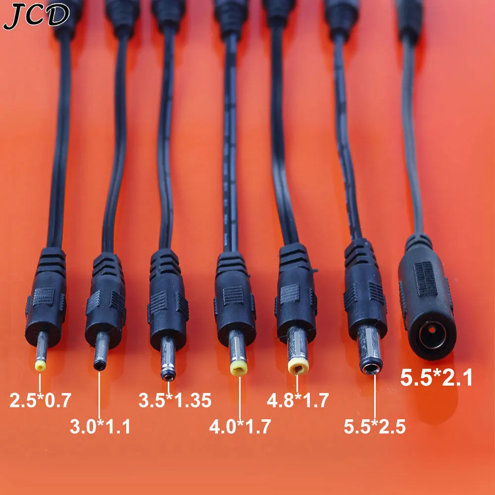 

JCD DC Plug 5.5x2.1mm Female to 2.5x0.7 4.0x1.7 4.8x1.7 5.5x2.5 mm Male Power Cord Charger Adapter Extension Connector Cable