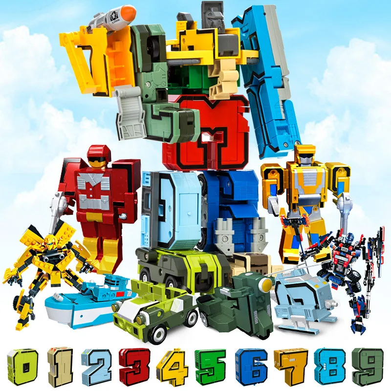 Assembling Building Blocks  Educational Toys Action Figure Transformation Number Robot Deformation Robot Toy for Children