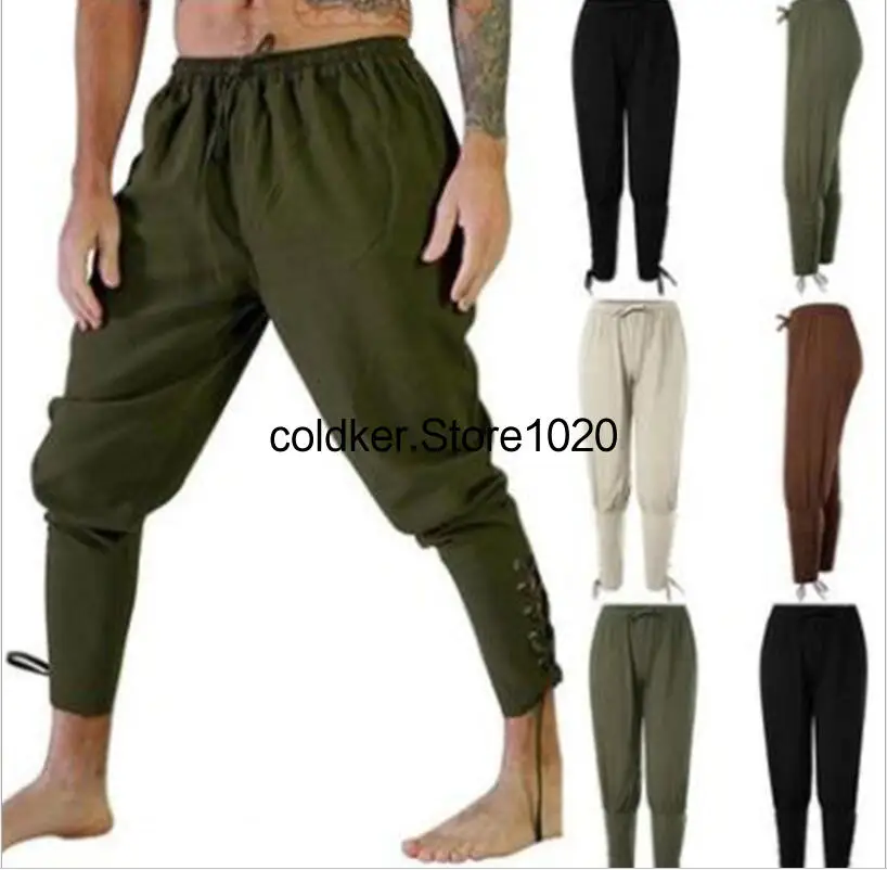 

Adult Men Medieval Renaissance Lounge Loose Pants Viking Black Navigator Leg Bandage Trouser Pirate Horsemanc Cosplay Costume