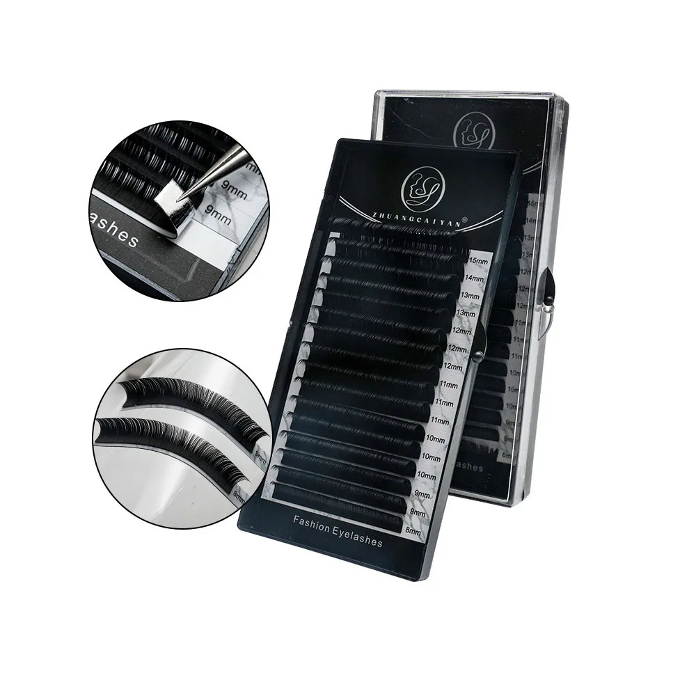 ขนตาปลอมขนมิงค์เทียมตัวต่อขนตาแยกขนตาคลาสสิกแบบแมนนวลขนตาสีดำด้านวัสดุใหม่เฉพาะ