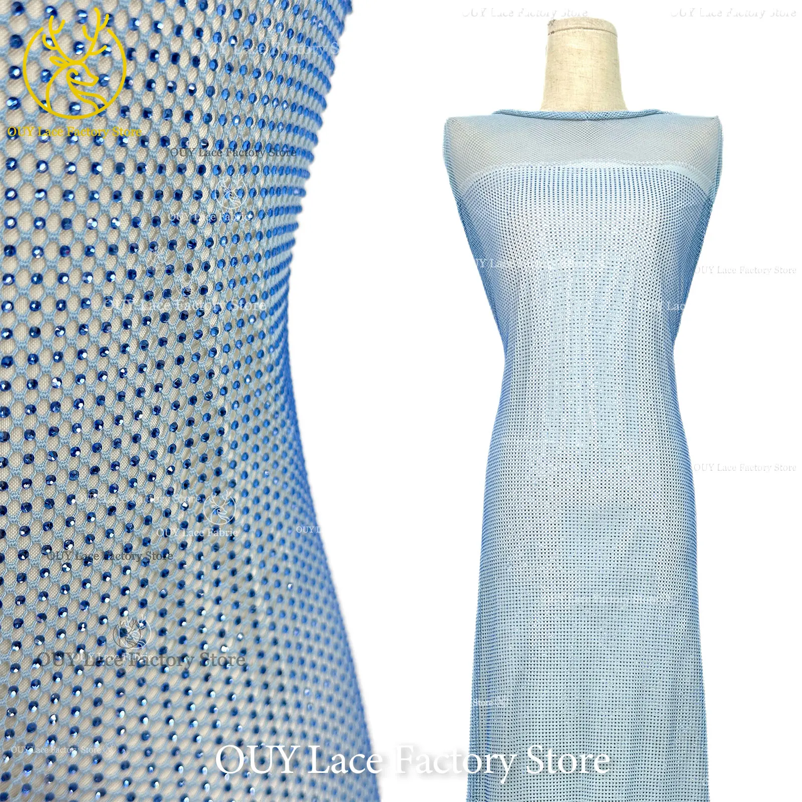 

Fashion Austrian Diamond Lace Fabric 2026 High Quality Stone Crystal Embellished Fabric African Evening Dress Sewing Fabric