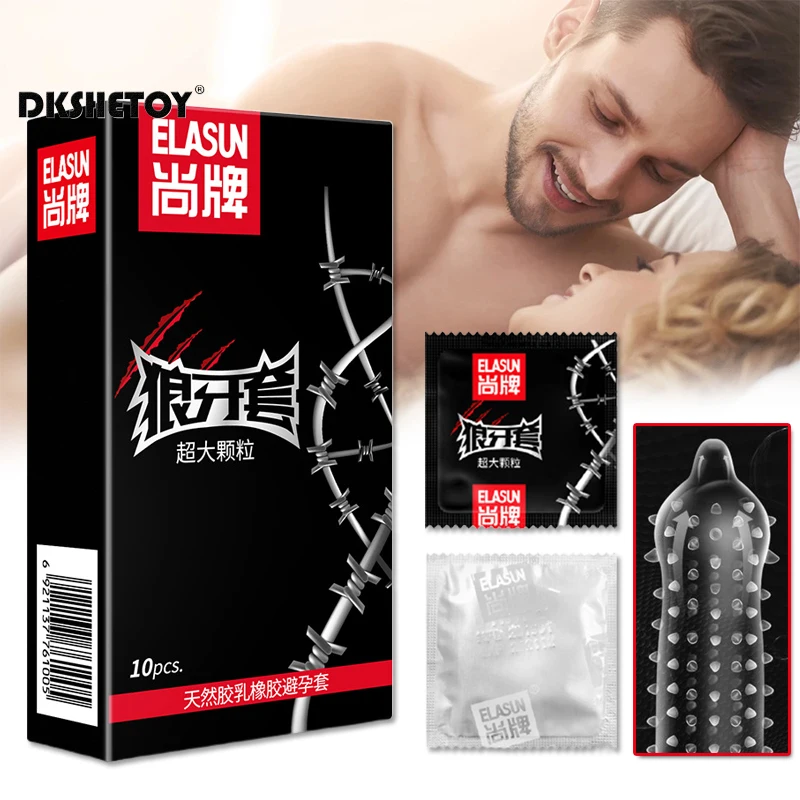 Big Dotted Condoms for men delay ejaculation Natural Latex spike Dot penis sleeve condom presevative sex toys for Adults 18+