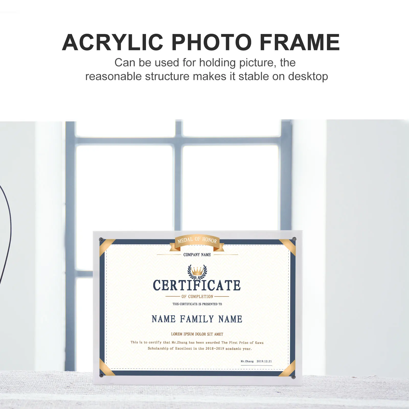 

Frames Acrylic Photo Certificate Stand Frameless Authorization Business License Holder Support Office