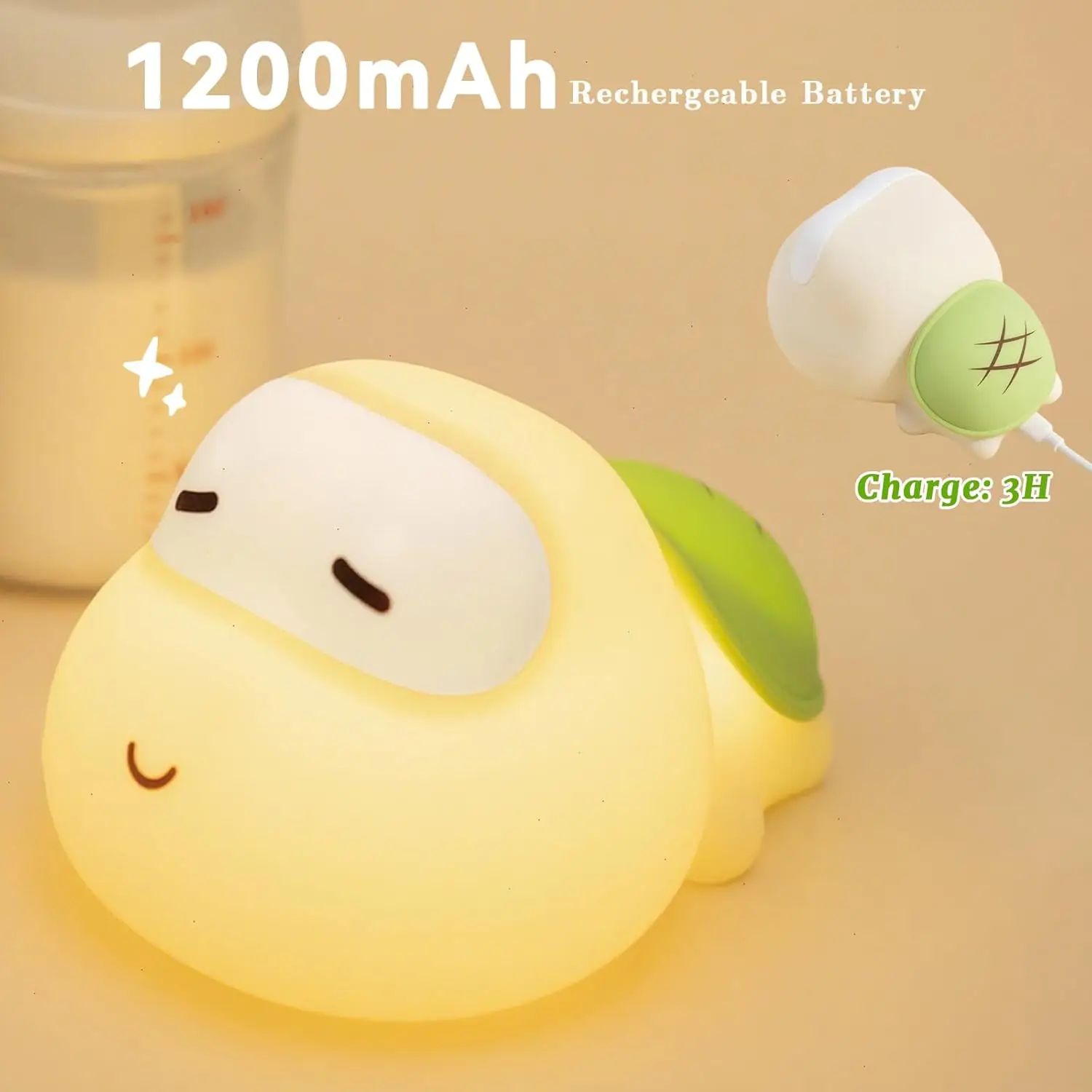 

Kid Nightlight Rechargeable Turtle Baby Night Light Dimming Timer Soft BPA-Free Silicone Eye-Care Lamp for Nursery Breastfeeding