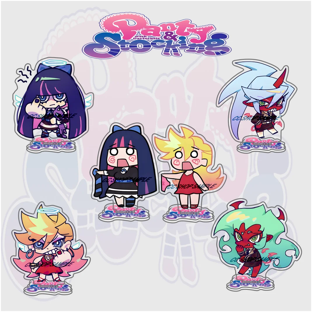Panty & Stocking with Garterbelt Acrylic Stand Keychain Panty Anarchy Stocking Anarchy Figure Tabletop Display Merchandise Gift
