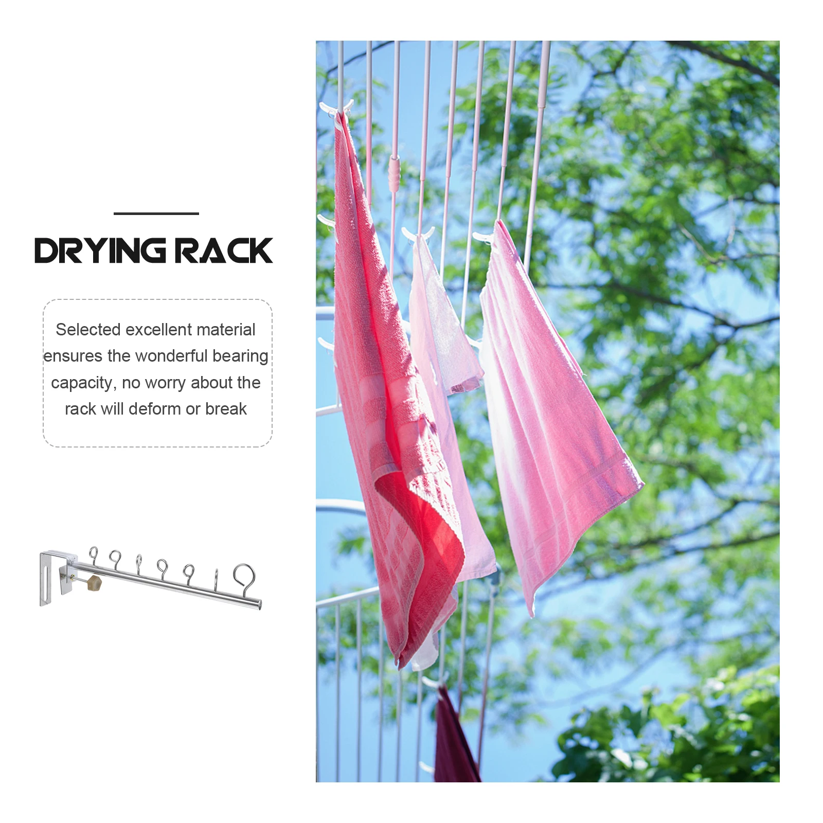 

Sturdy Clothes Rack Wall Mounted Folding Drying Rack for Indoor Outdoor Use Multi-Hole Design Laundry Hanger Balcony Accessory