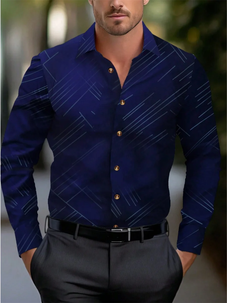 Camisa hawaiana de manga larga con estampado a rayas para hombre, ropa de calle informal con solapa y botones, a la moda, 6XL, envío rápido, 2024