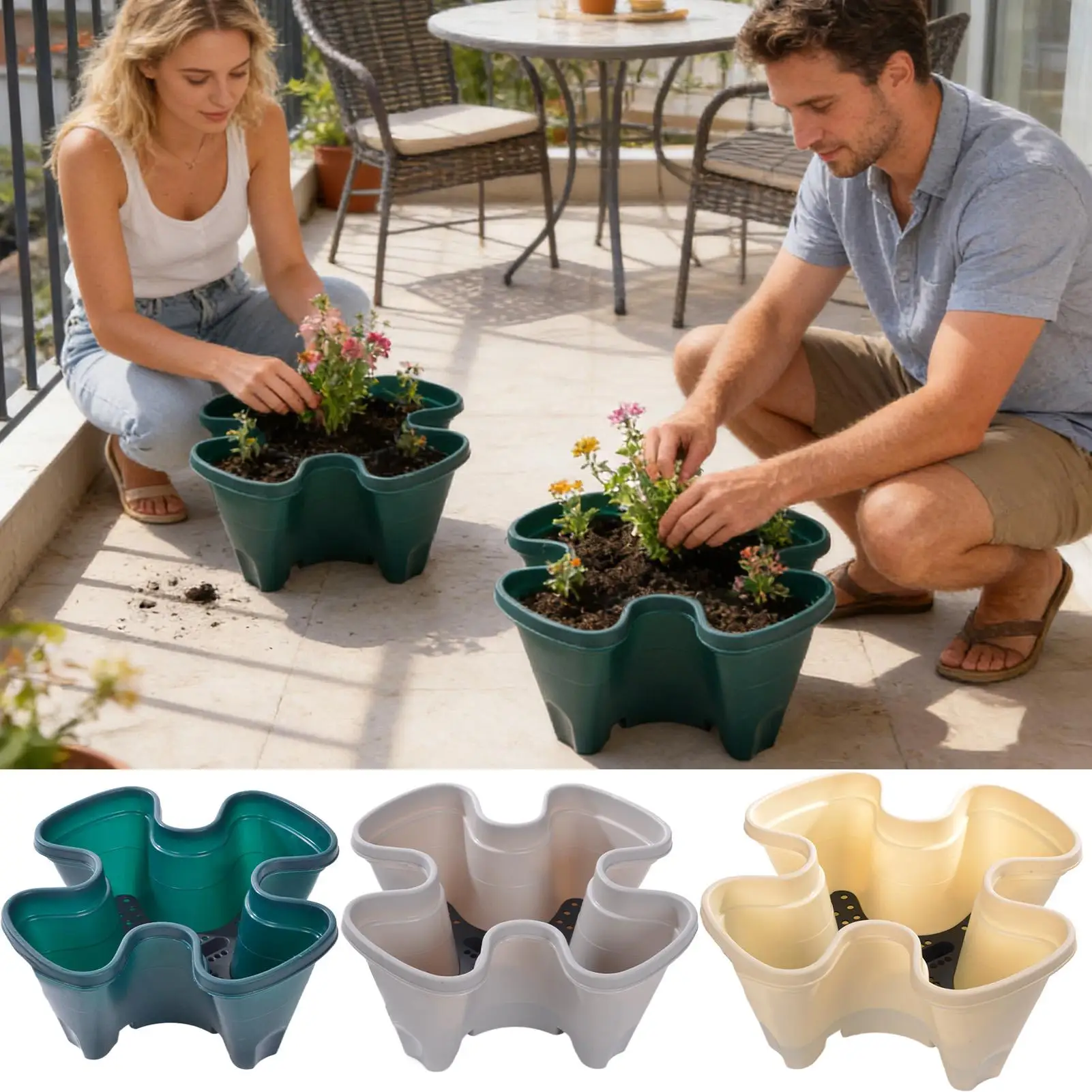 

Креативный горшок для растений в форме лепестка, складной, с противоскользящим покрытием и надежным дренажем, вертикальный горшок для посадки клубники, для балкона и сада