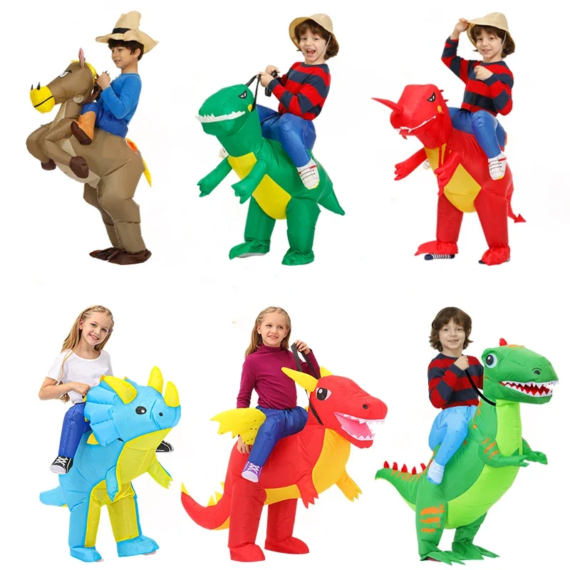 Bambini dinosauro gonfiabile unicorno Costume Cosplay T-REX abbigliamento festa di Halloween per donna uomo adulto carnevale Fantasia tuta