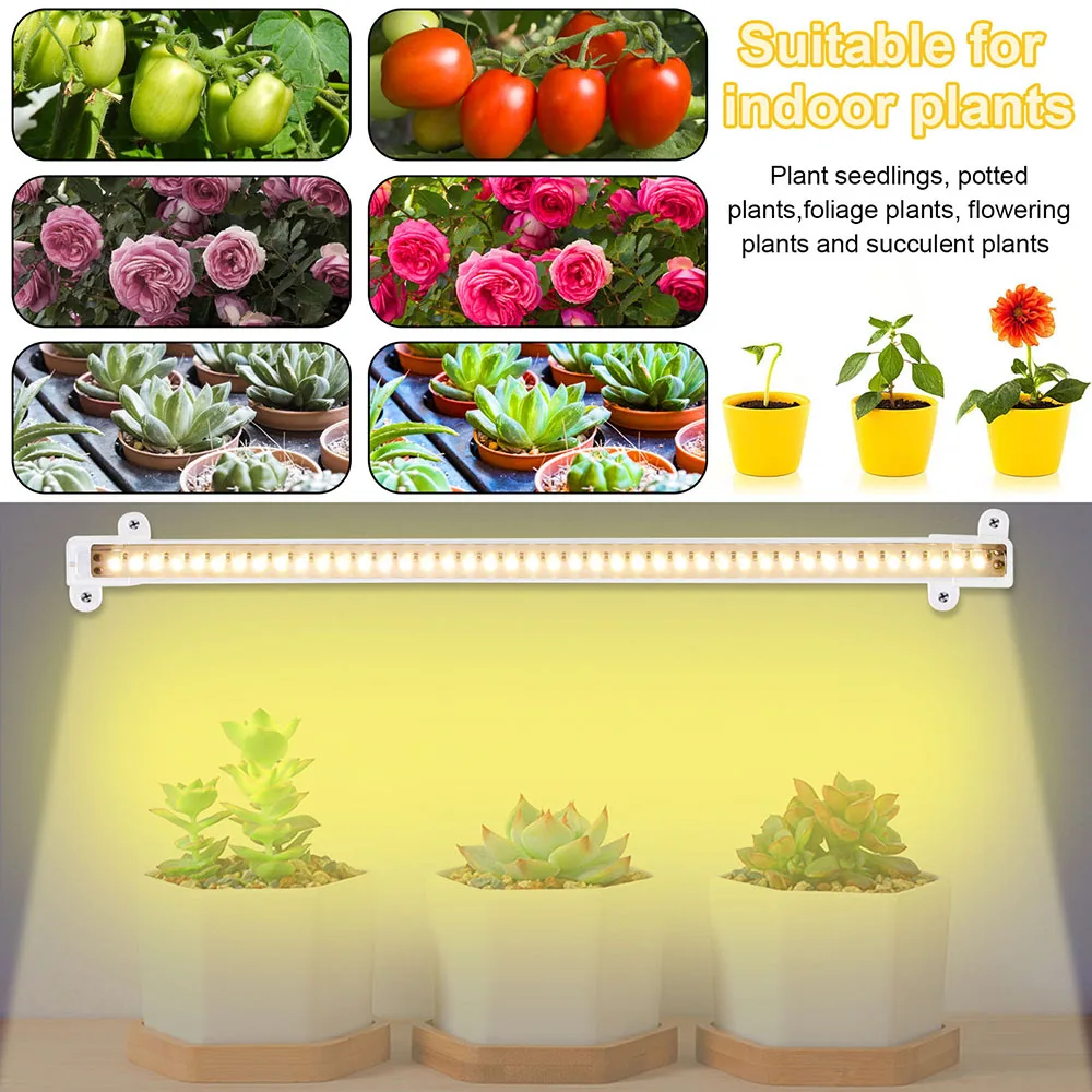 1/2/3/4Heads LED Grow Light Strip Tube Indoor Plant USB Full Spectrum Phyto Lamp Dimmable Timer Seedlings Vegs Flower Grow Lamp