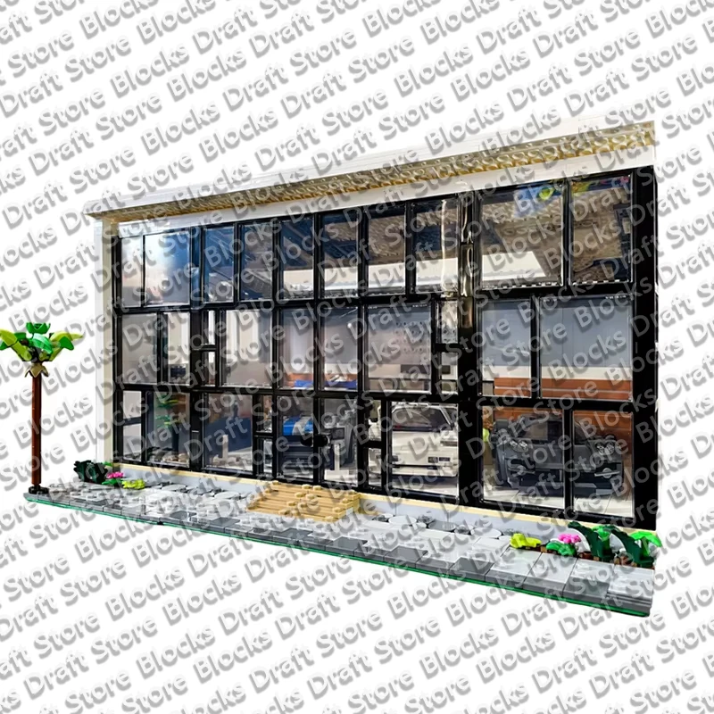 Street View Model MOC Building Bricks Supercar Showroom Car Parking Modular Technology Assemble  Toys Suit Gift Holiday QWERT