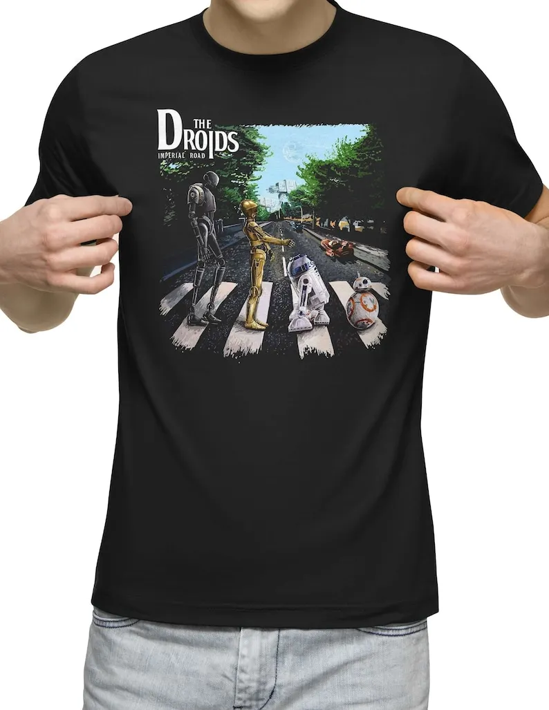 Droids Abbey Road T-Shirt Movie Music Mashup Adults Gift For Men T Shirt