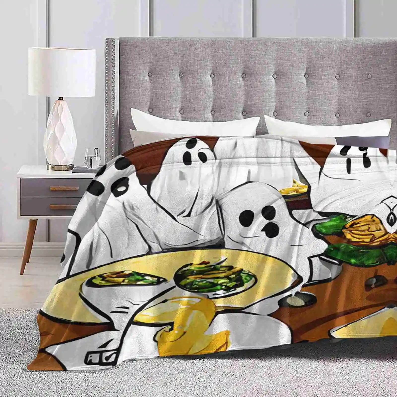 Ghost Gathering Blanket Soft Warm Travel Portable Blanket Ghosts Ghouls Halloween Food Horror