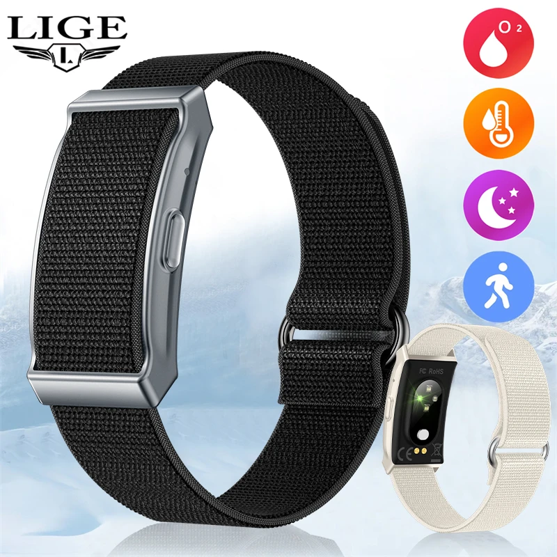 

LIGE брендовый нейлоновый ремешок Смарт-часы Спортивный ремешок Фитнес-трекер Сердечный ритм Водонепроницаемый браслет для здоровья Смарт-часы для Android iOS