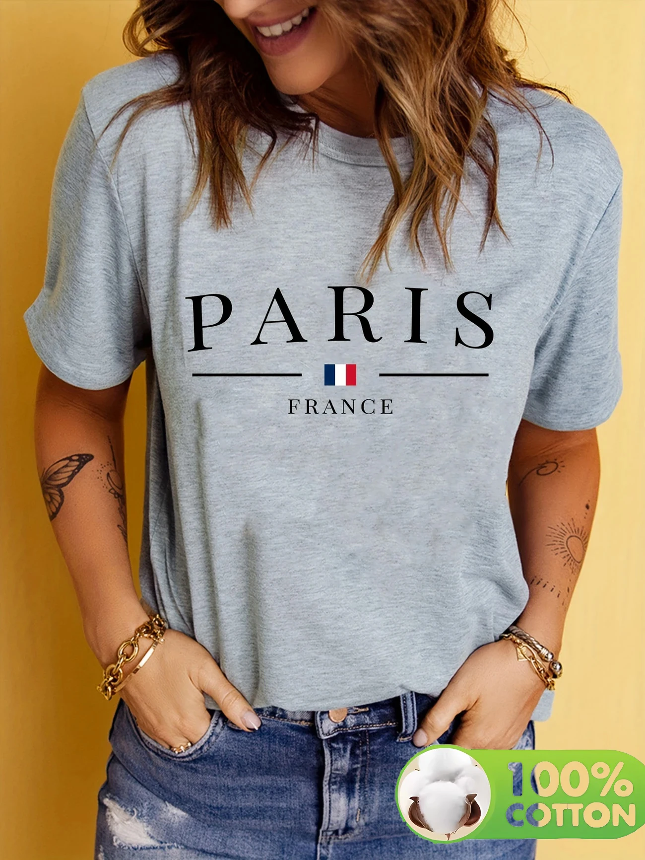 PARIS France Casual Print Streetwear T-Shirts Female T Shirts Egirl Korean Fashion Harajuku Kawaii T-shirt Women's Y2K Clothing