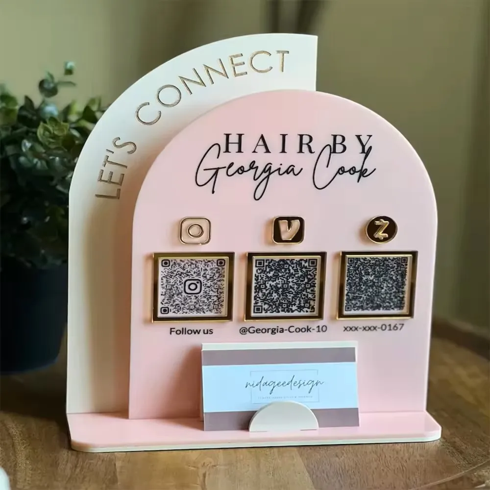 Custom Payment Collection Plate Social Media QR Code Sign Business Acrylic Signs Beauty Studio Scan to Pay QR Code Table Plaque