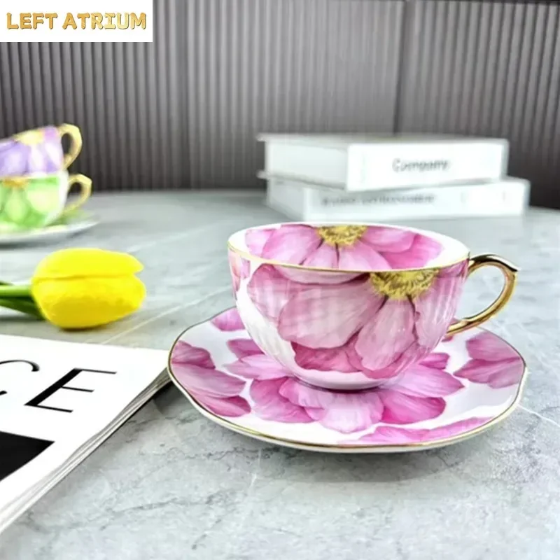 Vintage Floral Ceramic Coffee Mug Handmade Gold Plated CeramicCoffee Cup Home  Breakfast Drinkware Tea Milk Cup Girlfriend Gift