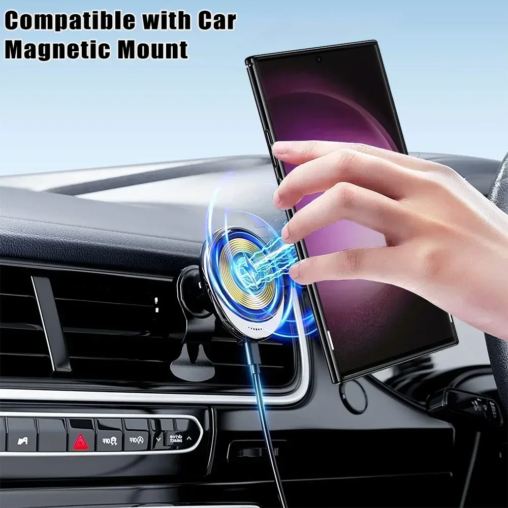 Funda para Samsung Galaxy S25 S24 S23 Ultra Plus A56 A36 A16 A55 5G Magsafe anillo transparente carga inalámbrica cubierta de lente magnética