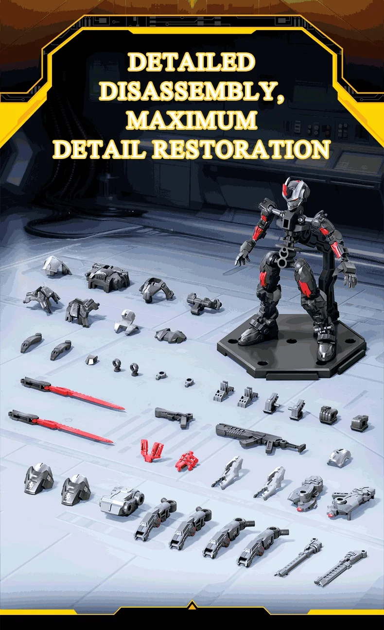 SEMBO Hemoxian Beweglicher Mecha-Bausatz, MOC-Actionfigur, Robotermodell, Bausteine, Blindbox-Spielzeug, Weihnachtsgeschenke – Detail 14
