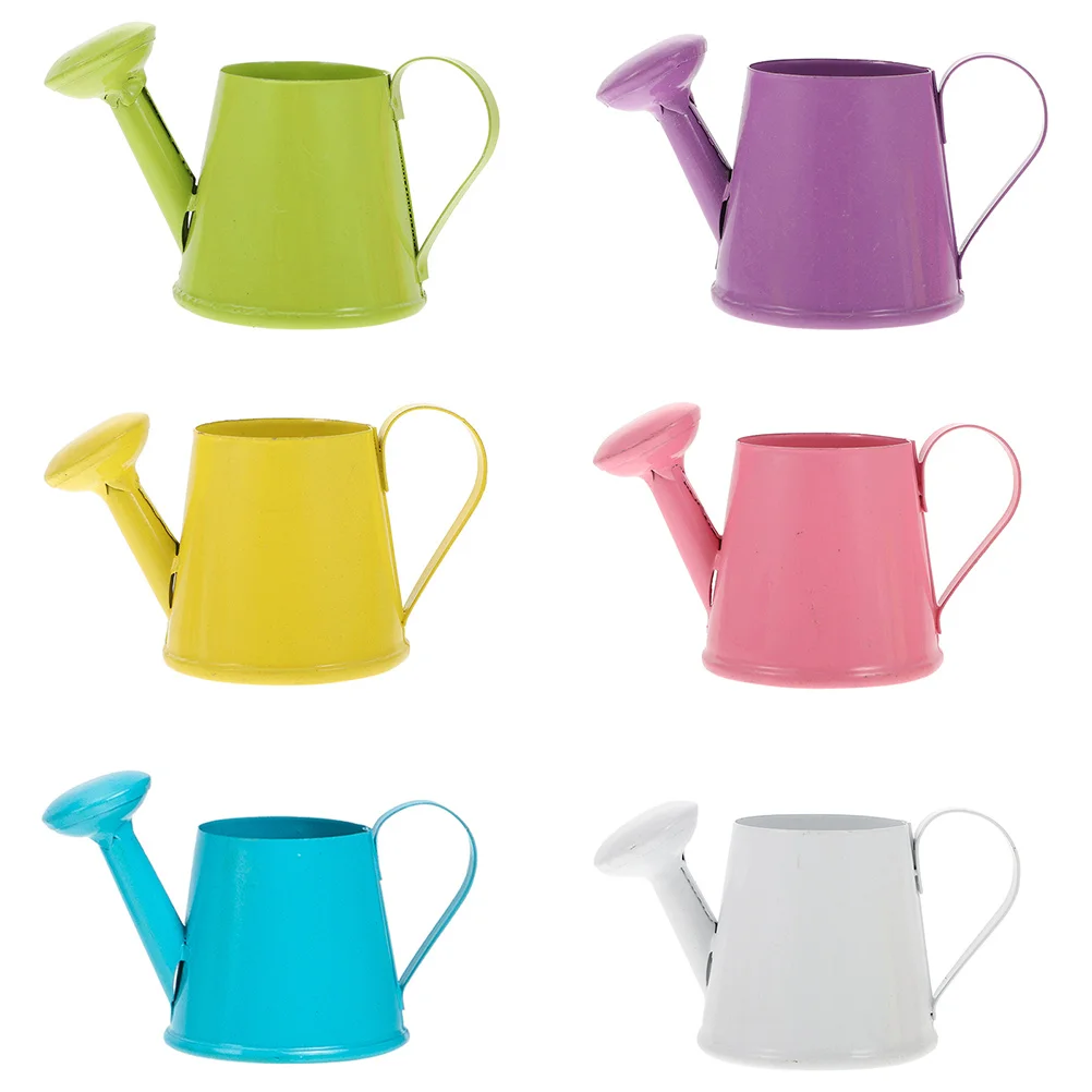 6 Pcs Galvanize Watering Can Vases Mini Cans Party Favors Tin Iron Baby Pitcher