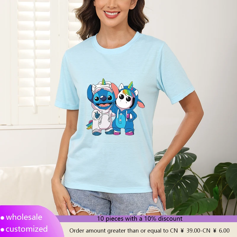 

Oversized t-shirt Women Ladies Design Female Clothing T Shirt Short Sleeve Disney Cartoon Stitch Pattern Clothes