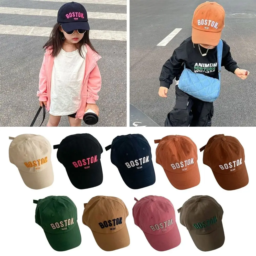 

Детская кепка, однотонная детская шапка с вышивкой букв, бейсболка из хлопка и полиэстера, фуражки для детей