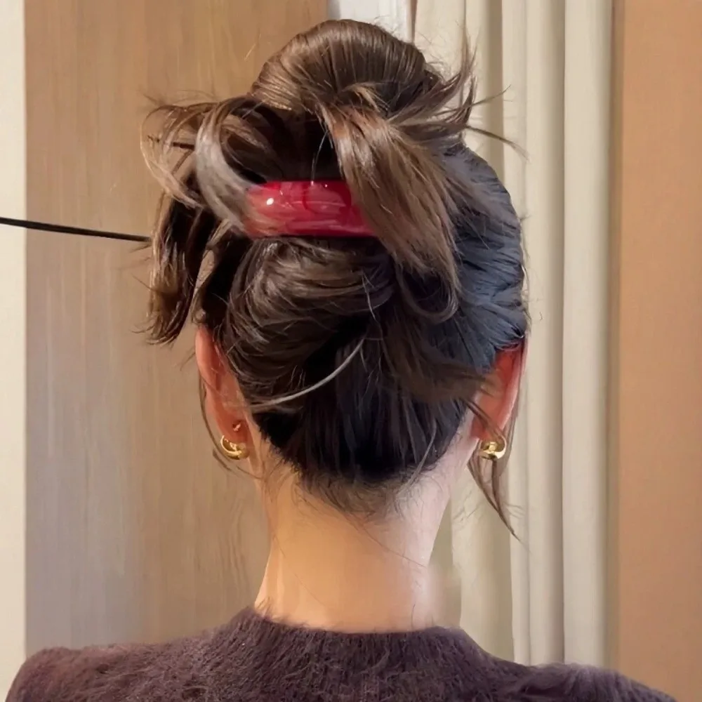 Commuting French Style Acetate Hair Clip Sweet Temperament Ponytail Clip Red Elegant Barrettes Lady