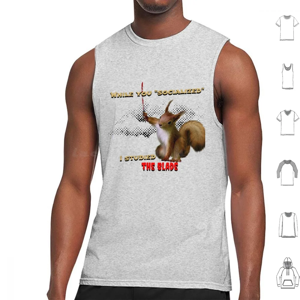 

Белка Катана Лезвие Майки Жилет Без Рукавов Белка Меч Аниме Япония Милые Животные Мультфильм Японские Забавные Животные