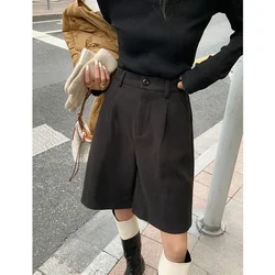 Deeptown workowate spodenki w stylu Vintage garnitury damskie eleganckie biurowa, damska szerokie nogawki koreańska, czarna spodnie Harajuku Oversized letnie