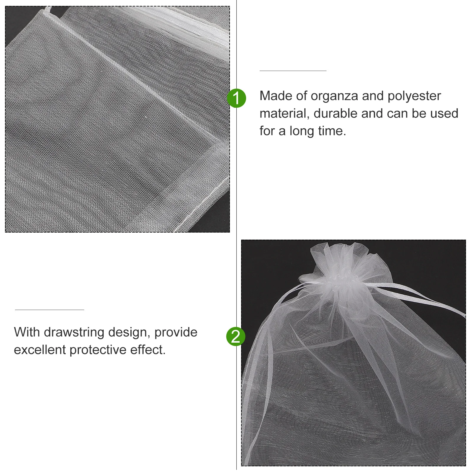 

100pcs Fruit Protection Mesh Bag 10x15cm White Drawstring Anti Bird Plant Vegetable Tomato Pouch Barrier
