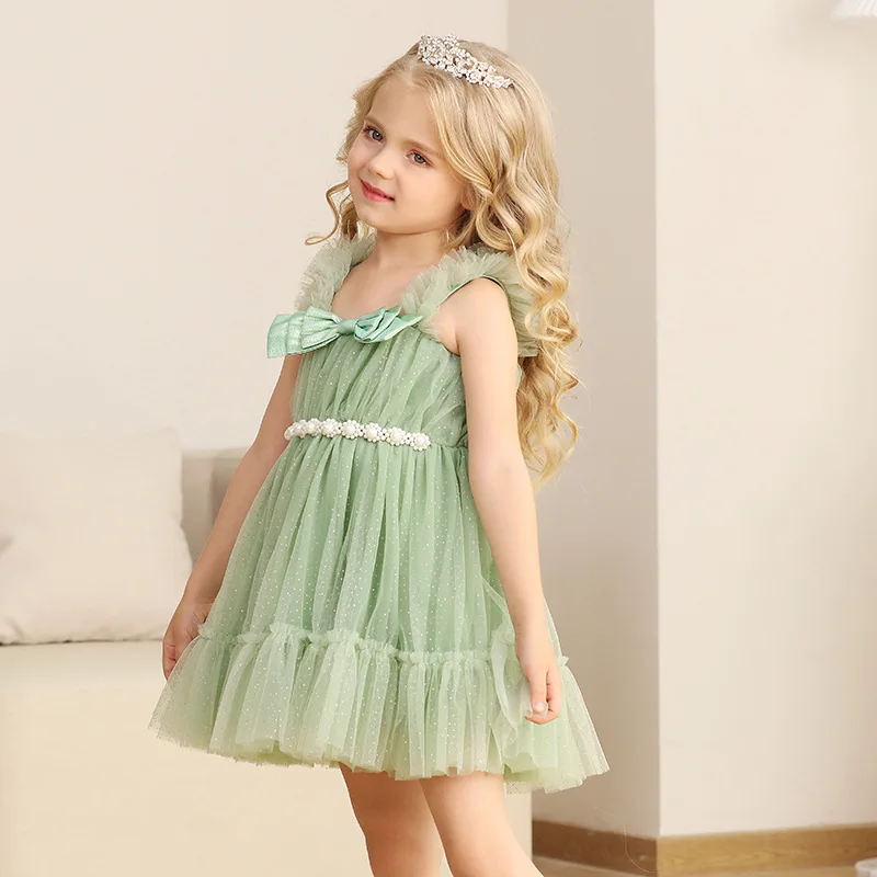 Girls Princess Skirt Baby Girls Halter Dress Pompadour Dress Flower Children Tulle Dress Birthday Skirt Performance Skirt